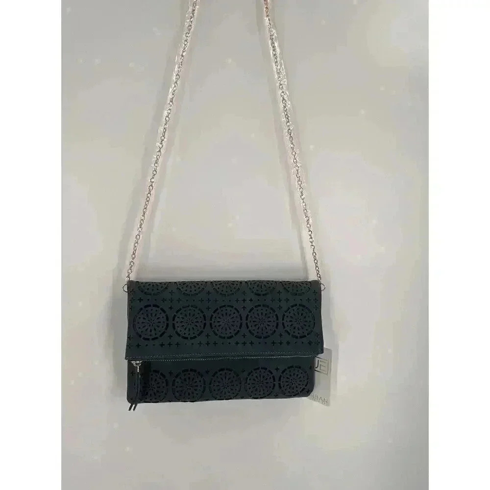 New Tags Urban Expressions Crossbody Shoulder Bag Vegan Leather Blue Gold Chain